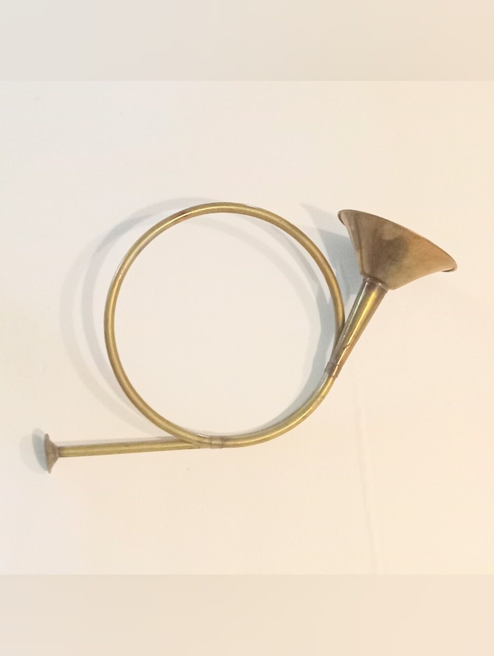 Vintage Brass Horn Christmas Decor 12”